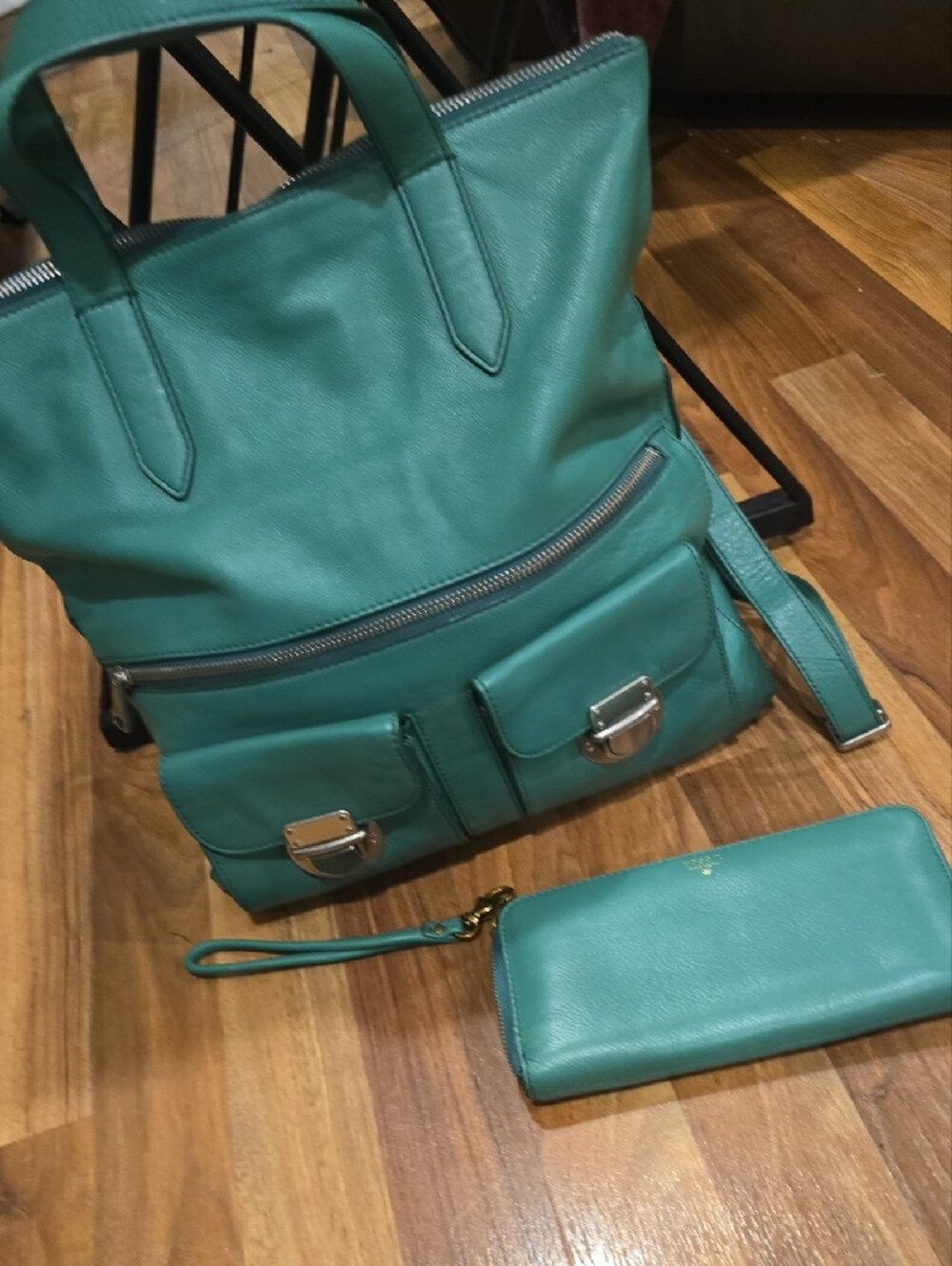 Fossil Dark Green Crossbody Bag with Matching Wallet Set
